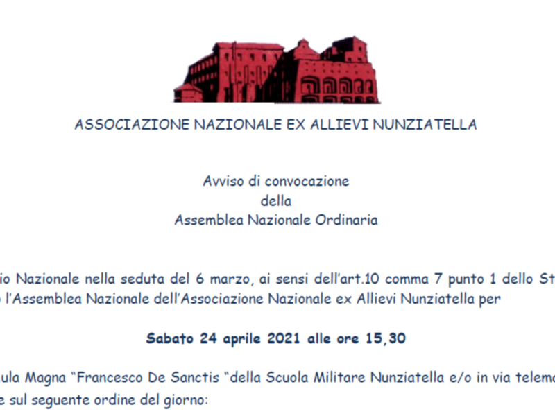 Convocata l’Assemblea Ordinaria per Sabato 30 aprile 2022