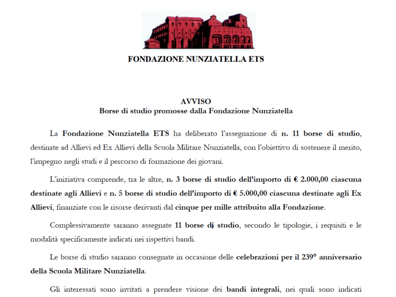 Borse di studio Istituzionali